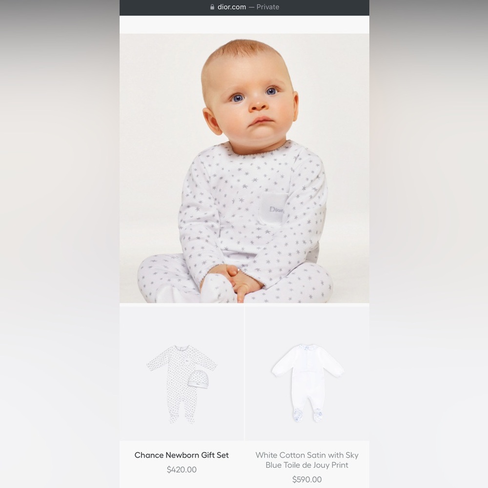 Baby Dior White Hooded Baby Bunting Onesie Outfit